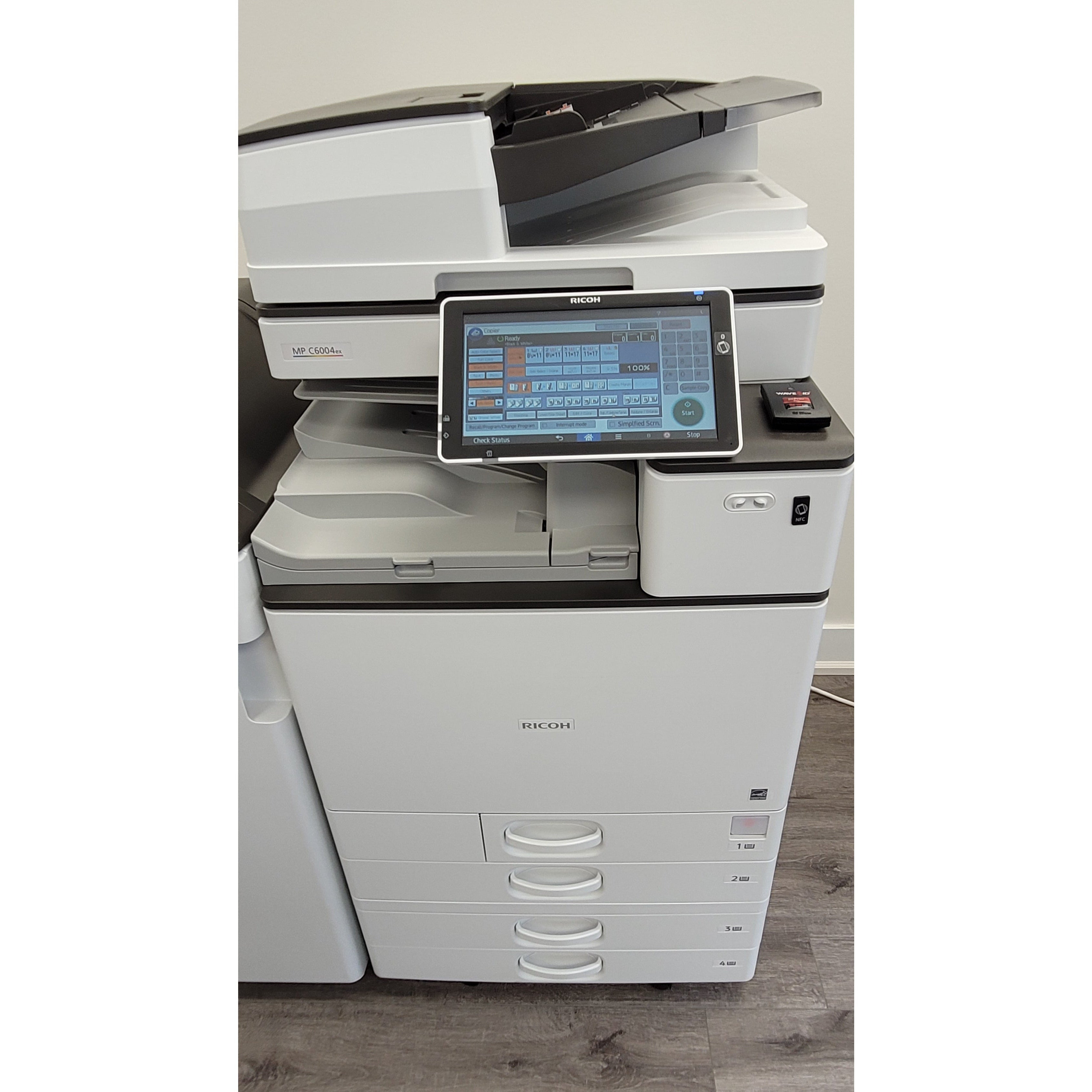 Pre-Owned Ricoh MP C6004EX Multifunction Color Laser Printer 11 x 17,  12 x 18 Paper Size 4 Trays